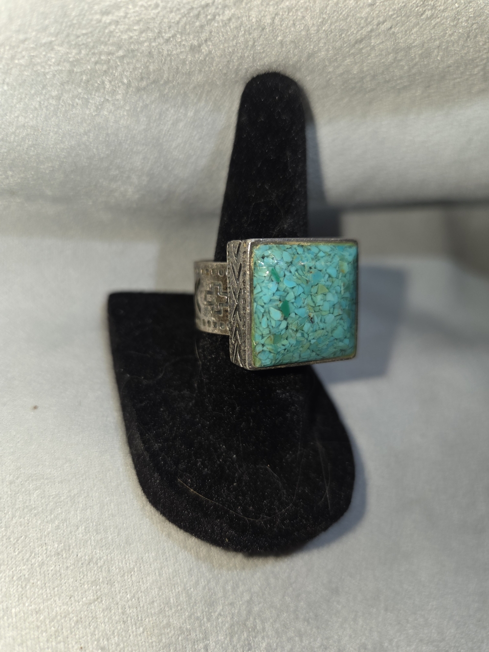 Silpada Vintage Turquoise Mosaic Sterling Silver 925 Statement Ring - Turquoise - Picture 9 of 12
